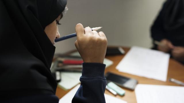 Girl learning at school