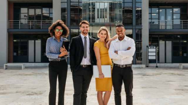 Diverse group of business people standing