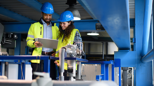 Man and lady discussing results