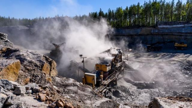 mining site with smoke