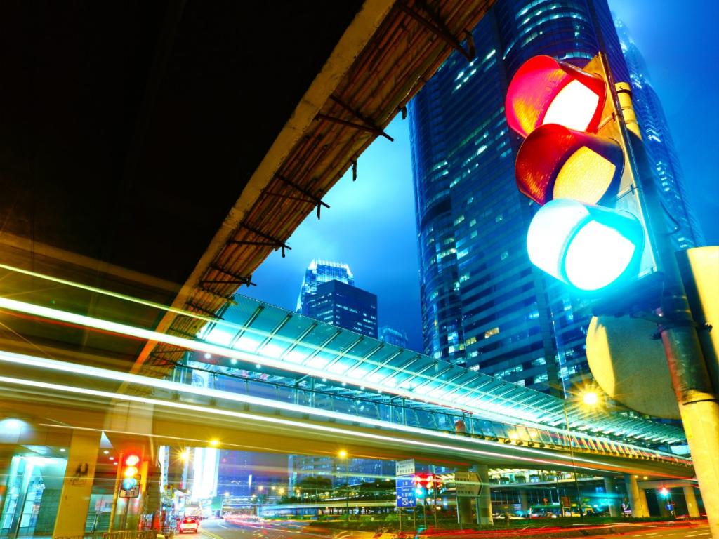 Traffic lights in a city 