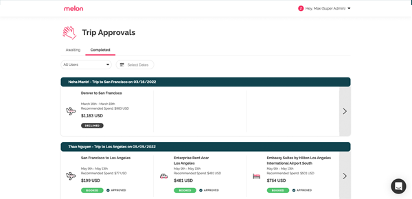 Trip approvals