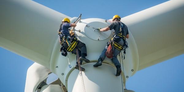 Inspectors working on a wind farm