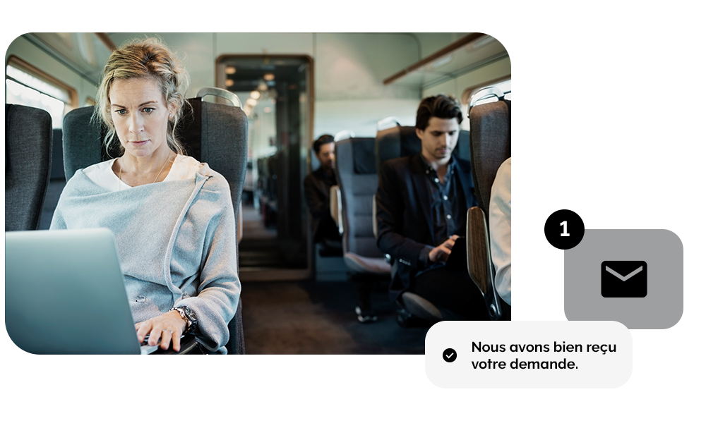 Client en clavardage direct avec l’équipe Corporate Traveller