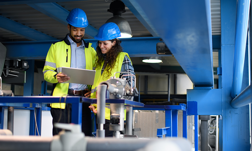 Man and lady discussing results