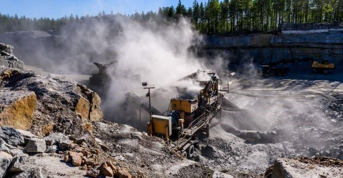 mining site with smoke