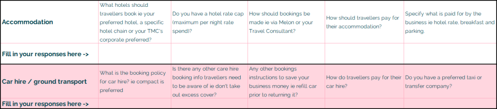 Travel policy template - accommodation