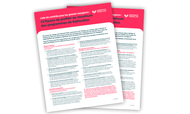 Frequent flyer checklist mockup in French