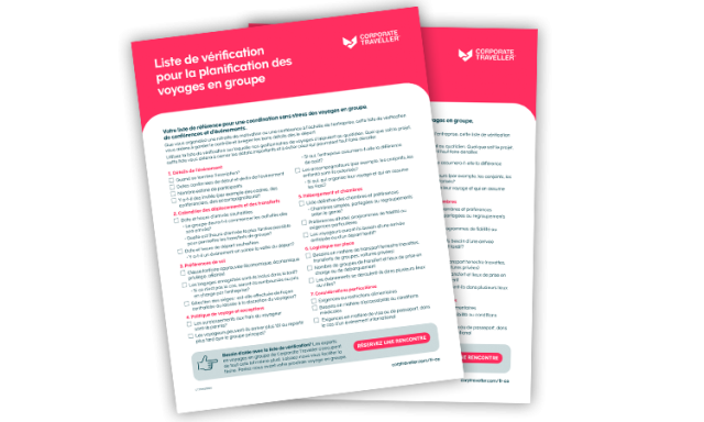 Group travel checklist mockup in french