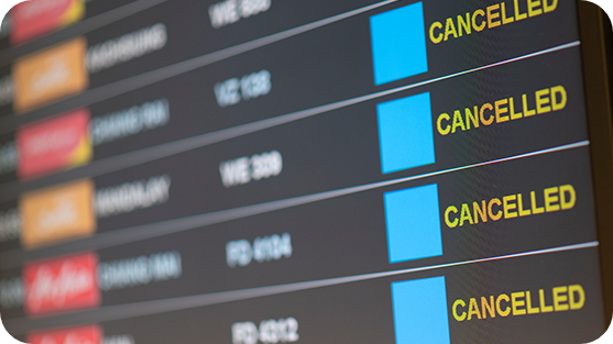 flight cancellation on screen