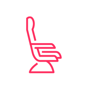 Pink outline graphic of a modern swivel office chair
