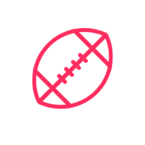 Red stylized American football icon with laces