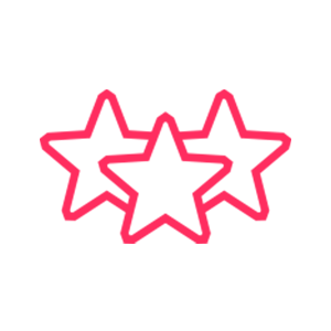Three overlapping red star outlines
